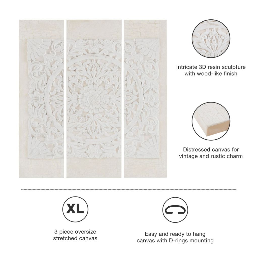 Triptych 3-piece Dimensional Resin Canvas Wall Art Set
