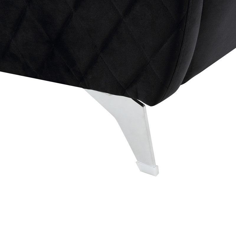 Sofia 36" Black Velvet Modern Chic Accent Armchair