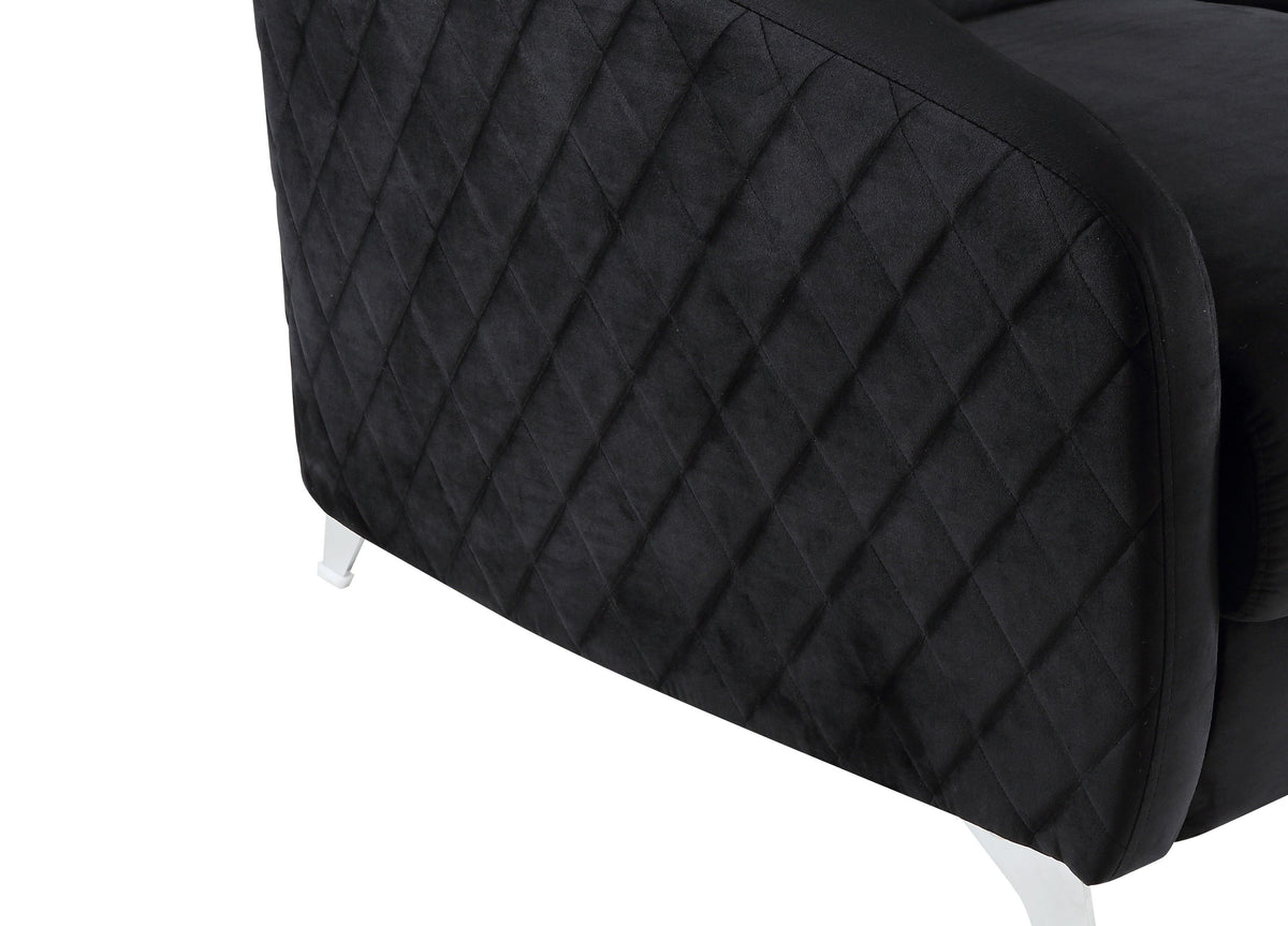 Sofia 36" Black Velvet Modern Chic Accent Armchair