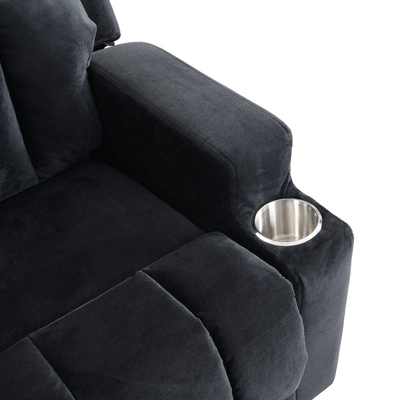 Kids Recliner Chair; Kids Upholstered Couch with Two Cup Holder; Footrest; Backrest; Toddlers Velvet Recliner with Headrest and Footrest