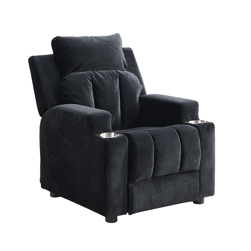 Kids Recliner Chair; Kids Upholstered Couch with Two Cup Holder; Footrest; Backrest; Toddlers Velvet Recliner with Headrest and Footrest