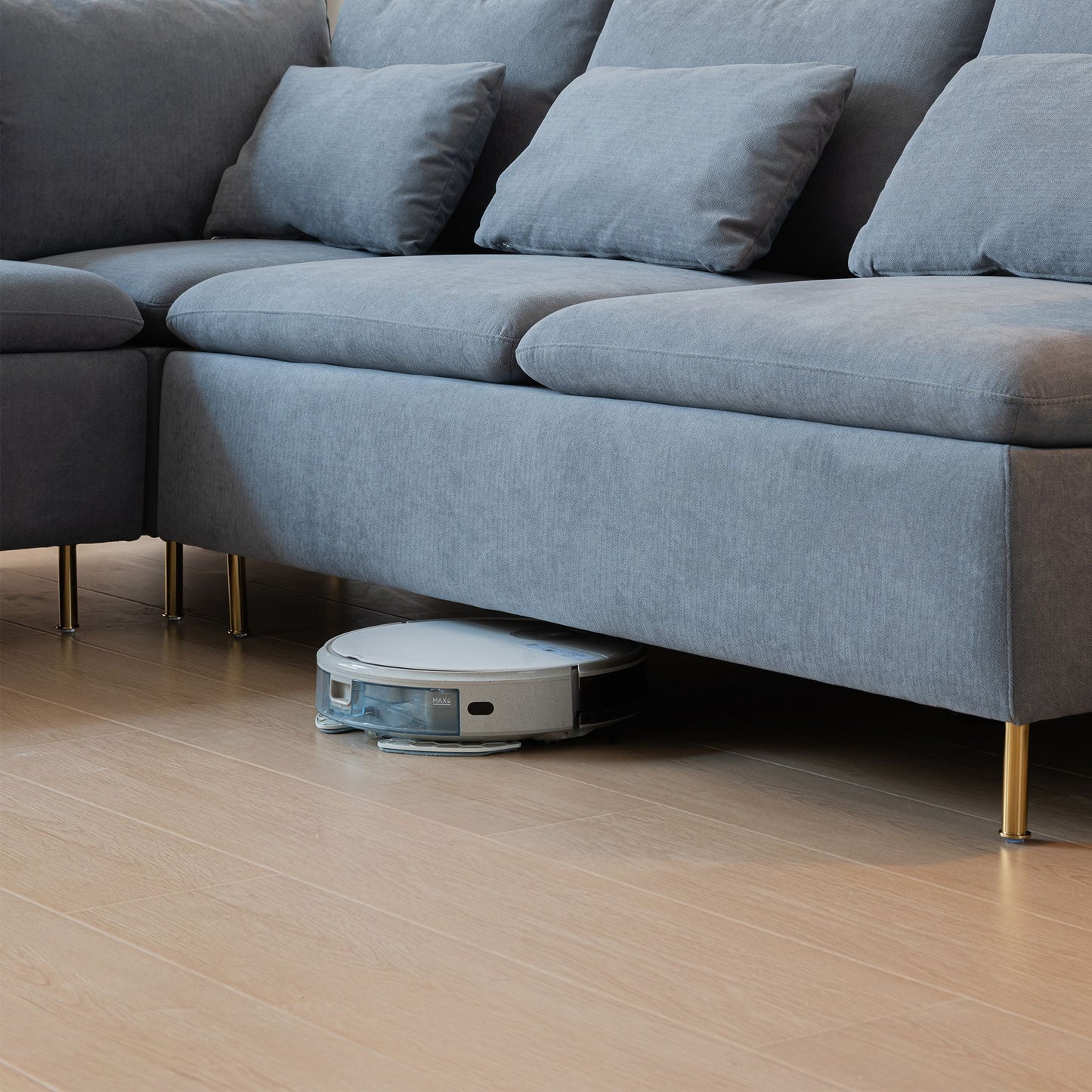 Modular L-shaped Corner sofa ; Left Hand Facing Sectional Couch;  Grey Cotton Linen-90.9''