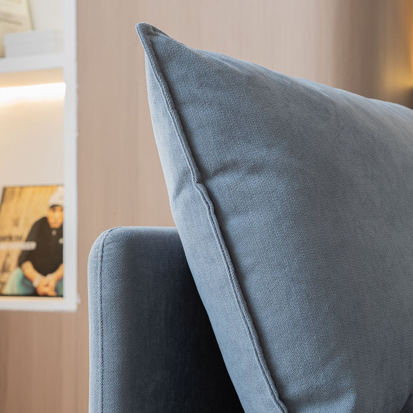 Modular L-shaped Corner sofa ; Left Hand Facing Sectional Couch;  Grey Cotton Linen-90.9''