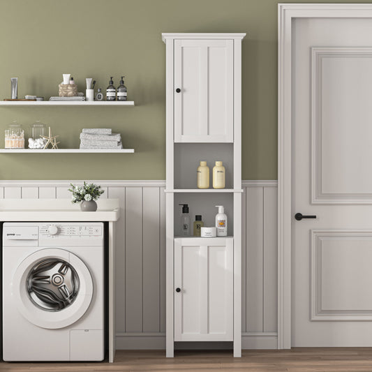 Bathroom Floor Storage Cabinet with 2 Doors Living Room Wooden Cabinet with 6 Shelves 15.75 x 11.81 x 66.93 inch