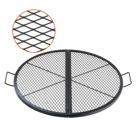 VEVOR X-Marks Fire Pit Grill Grate, Foldable Round Cooking Grate, Heavy Duty Steel Campfire BBQ Grill Grid with Handle and Support X Wire, Portable Camping Cookware for Outside Party, 36 Inch Black