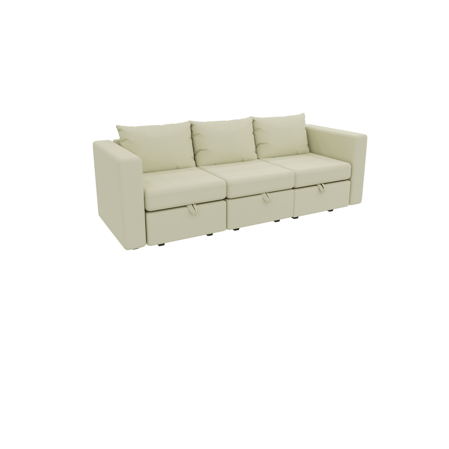 Livelylodge Modular 3-Seat Sofa with Wooden Frame and Pull-Out Bed,  Convertible Sectional Sofa for Living Room, Available in Black, White, and Gray 85" L x 30.5" W x 34" H.