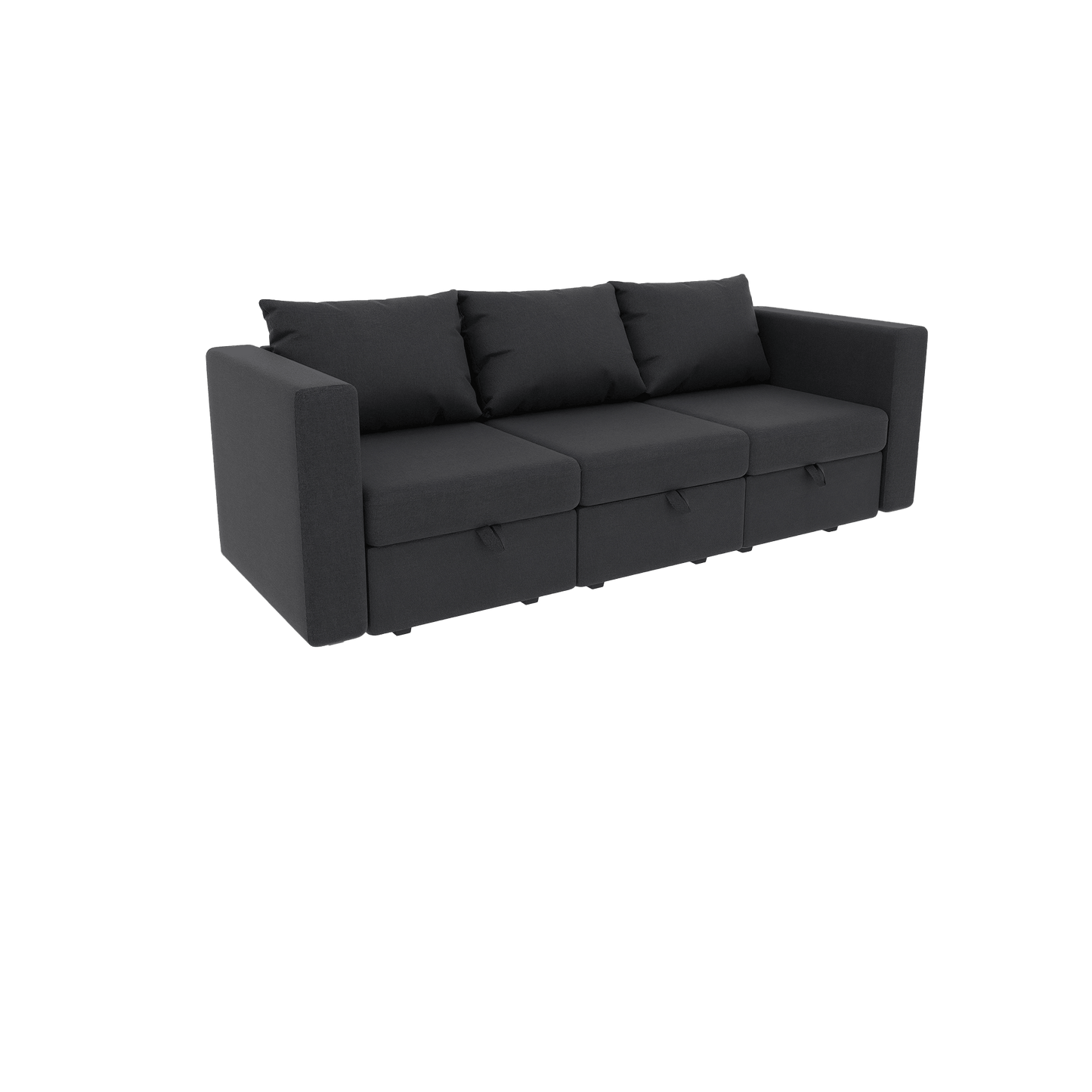 Livelylodge Modular 3-Seat Sofa with Wooden Frame and Pull-Out Bed,  Convertible Sectional Sofa for Living Room, Available in Black, White, and Gray 85" L x 30.5" W x 34" H.