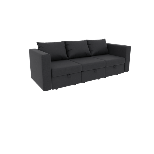 Livelylodge Modular 3-Seat Sofa with Wooden Frame and Pull-Out Bed,  Convertible Sectional Sofa for Living Room, Available in Black, White, and Gray 85" L x 30.5" W x 34" H.