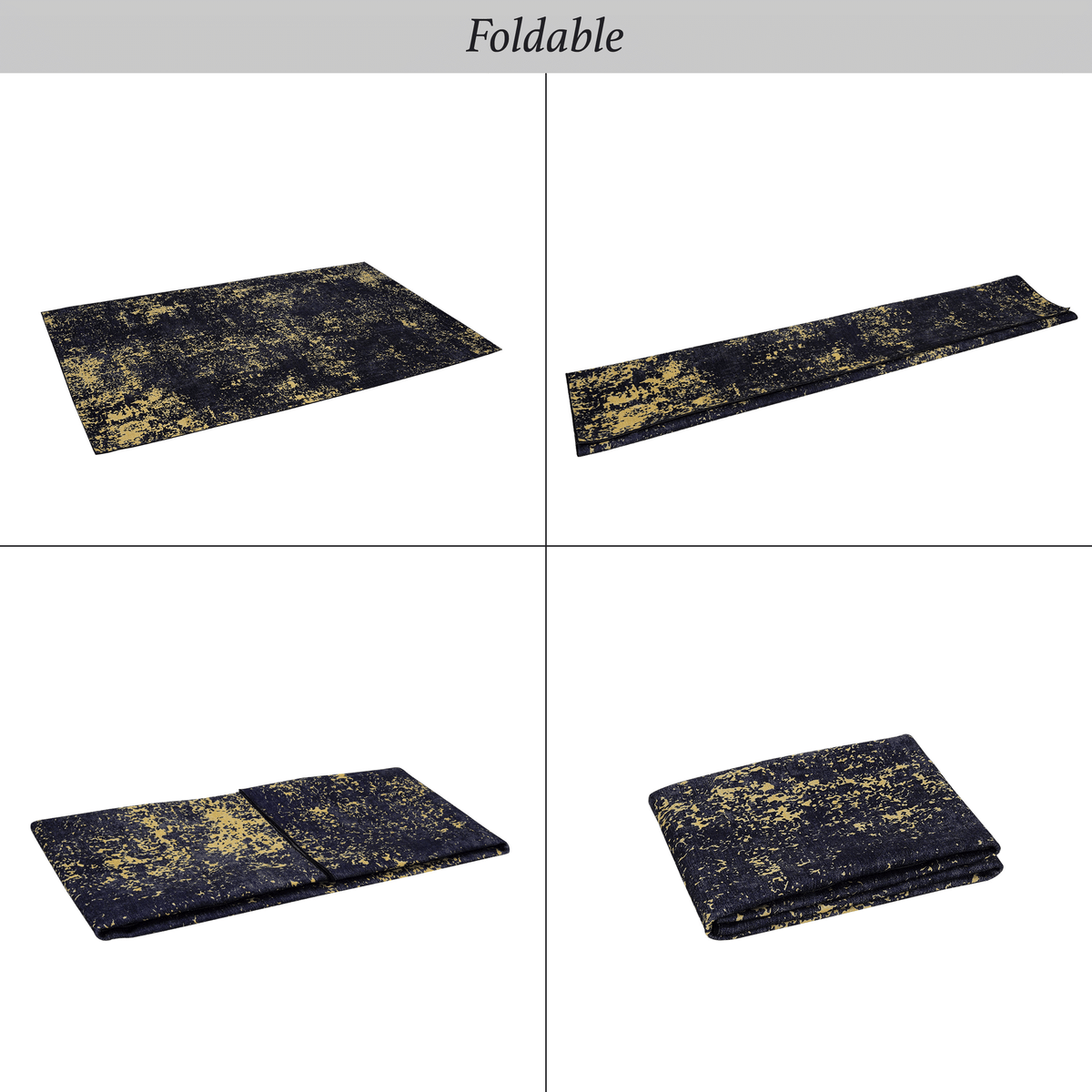 5x8 Area Rug for Bedroom, Washable Rug, Low-Pile, Non-Slip, Non-Shedding, Foldable, Kid&Pet Friendly - Area Rugs for living room, bedroom, kitchen, dining room, Wedding Gift, (Black+Gold, 5'x8')
