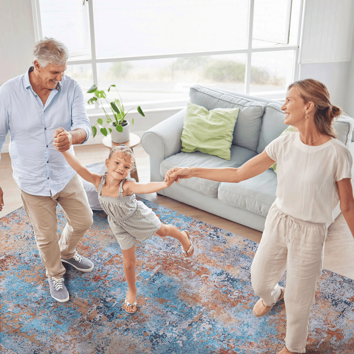 9x12 Area Rug for Living Room, Washable Rug, Low-Pile, Non-Slip, Non-Shedding, Foldable, Kid & Pet Friendly - Area Rugs for living room, bedroom, kitchen, dining room rug, (Multi, 9' x 12')