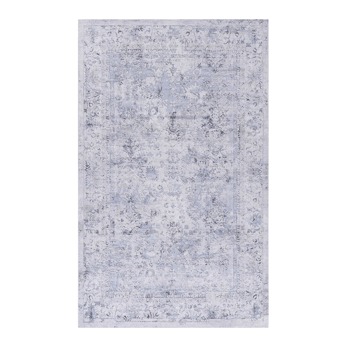 Area Rug 6x9, Washable Rug, Low-Pile, Non-Slip, Non-Shedding, Foldable, Kid & Pet Friendly - Area Rugs for living room, bedroom, kitchen, dining room rug - Perfect Gifts, (Blue+Cream, 6' x 9')