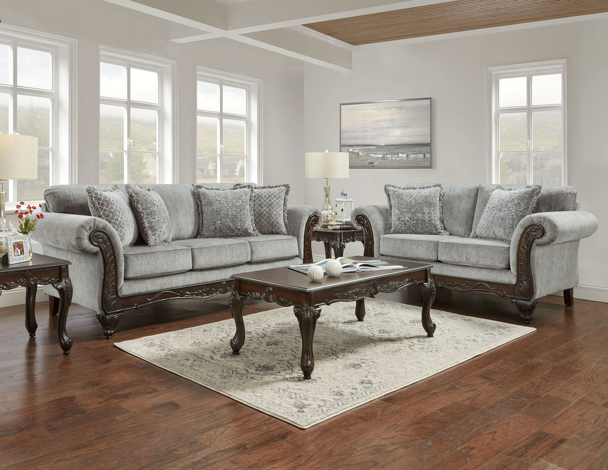 Hernen Carved Wood Frame Sofa