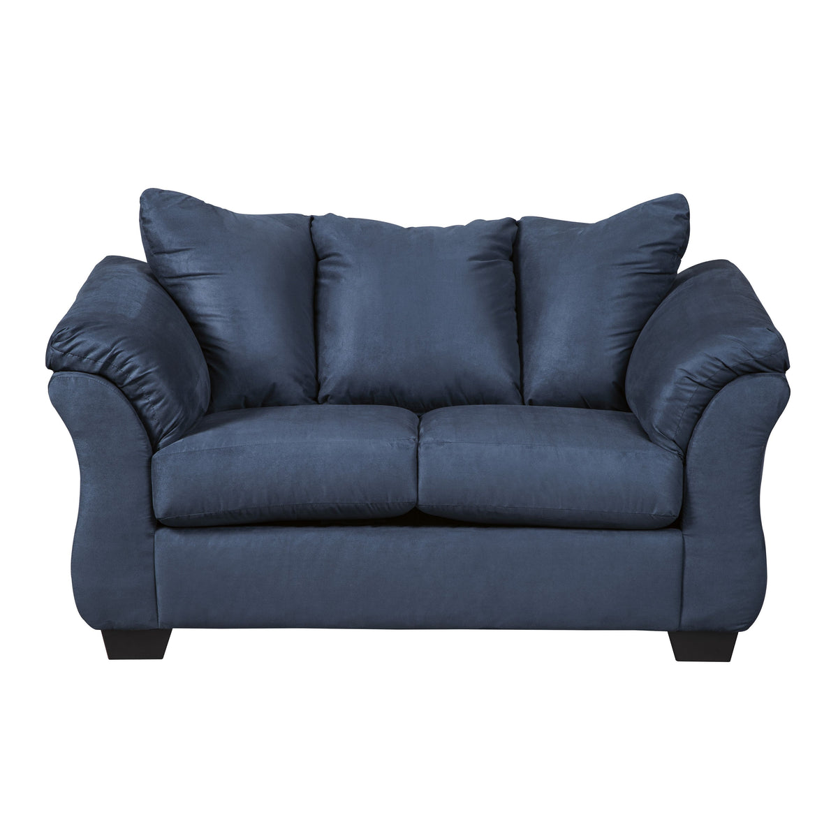 Aruca Navy Blue Microfiber Pillow Back 2-Piece Living Room Set, Sofa and Loveseat, Navy Blue
