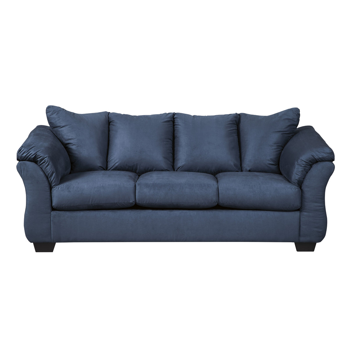 Aruca Navy Blue Microfiber Pillow Back 2-Piece Living Room Set, Sofa and Loveseat, Navy Blue