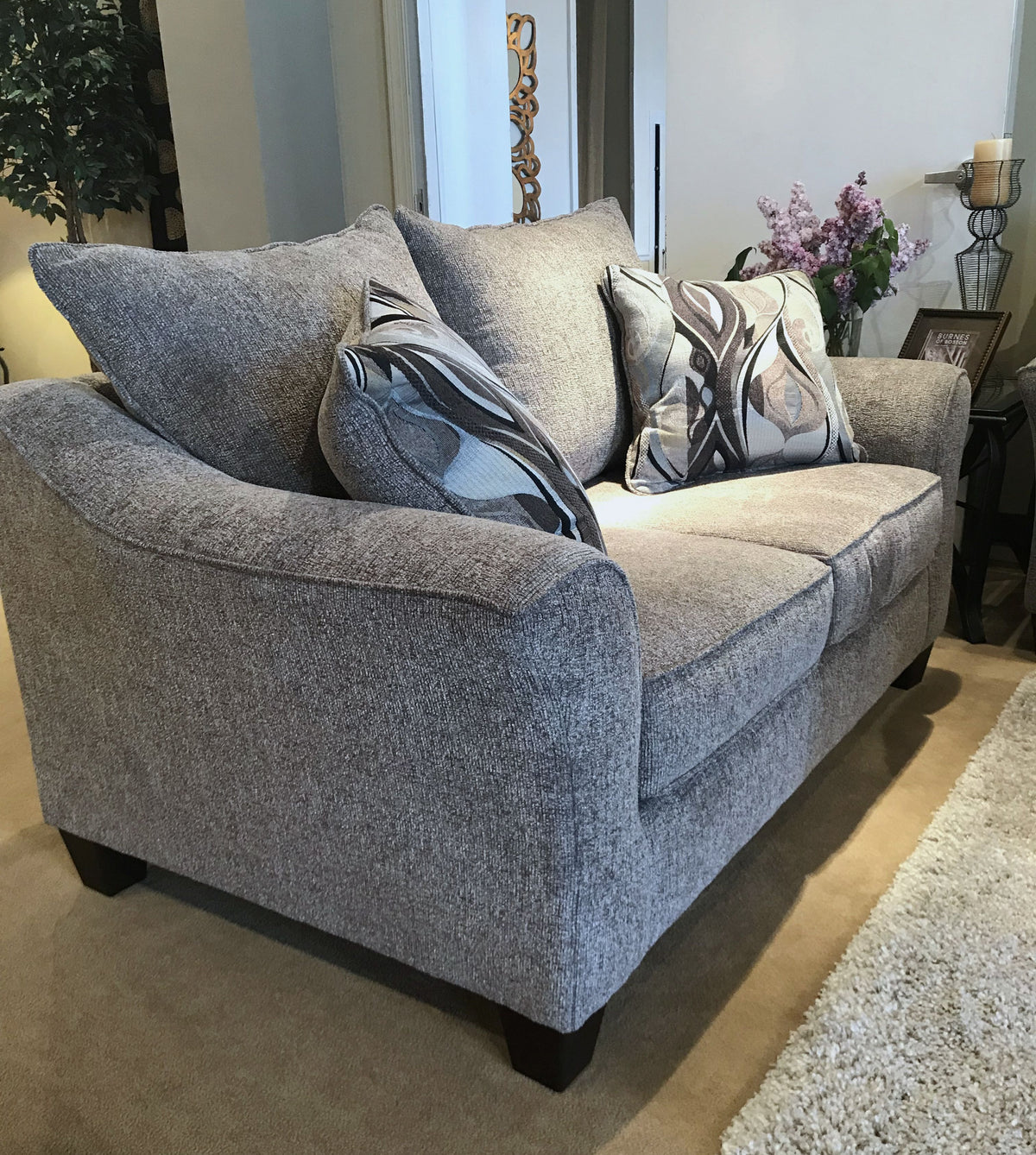 Camero Fabric Pillowback 2-Piece Living Room Set, Sofa and Loveseat, Gray
