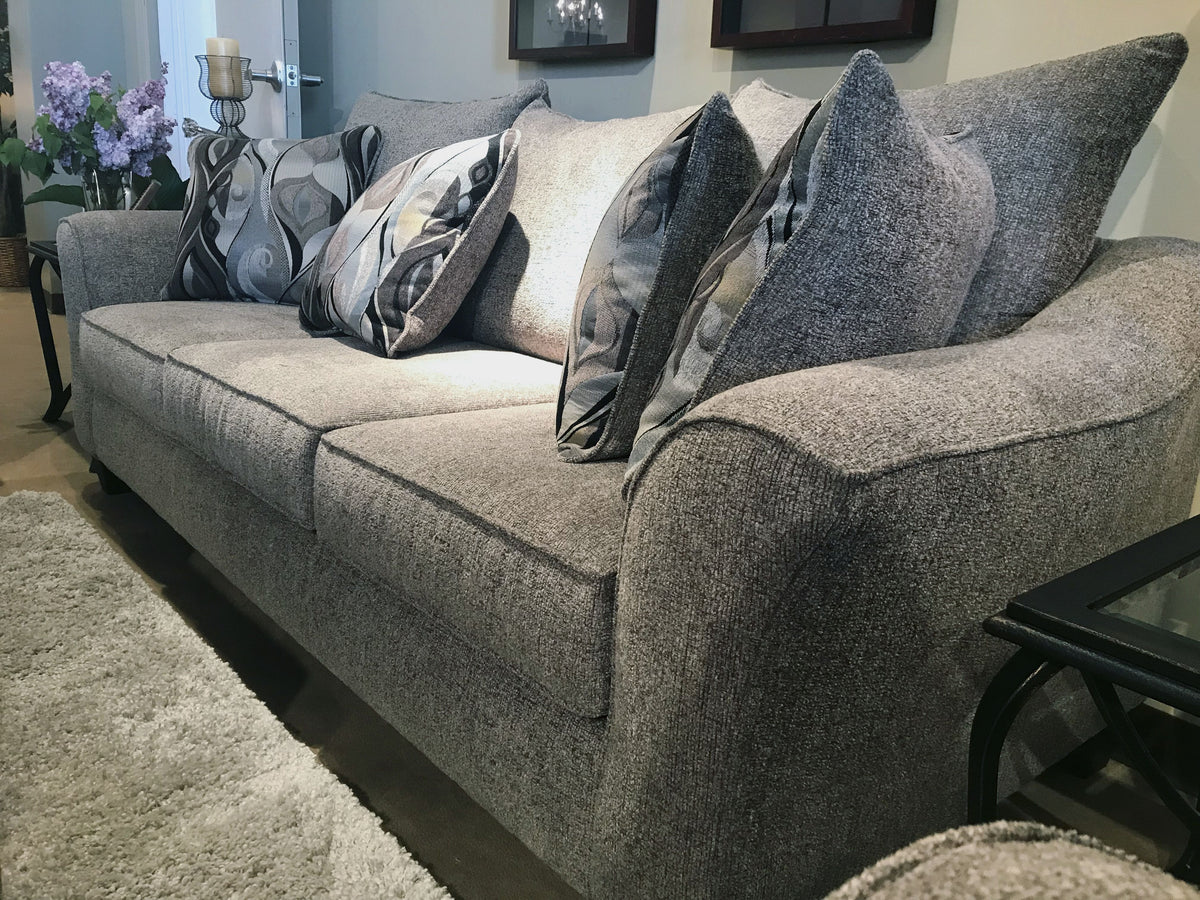 Camero Fabric Pillowback 2-Piece Living Room Set, Sofa and Loveseat, Gray