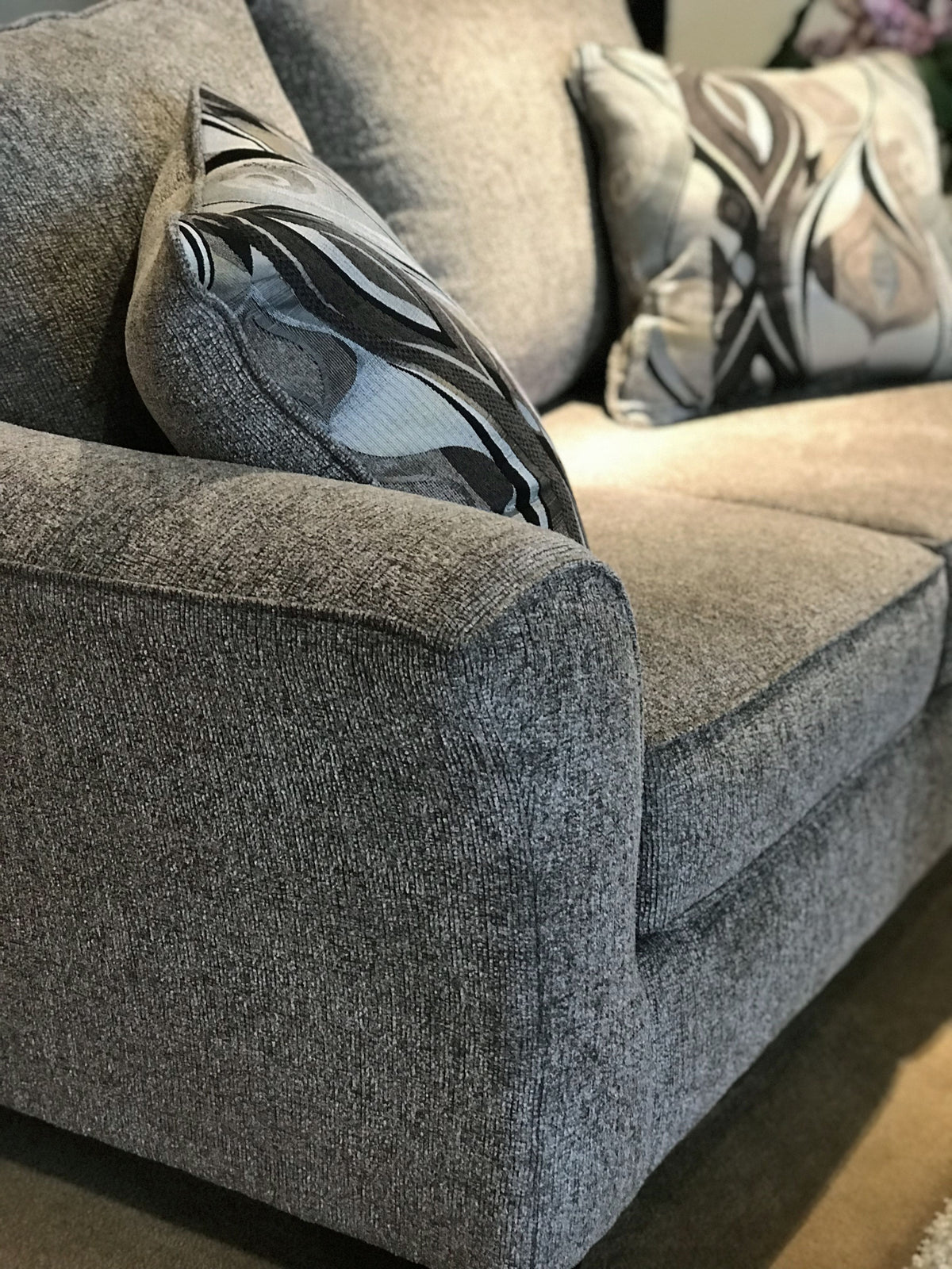 Camero Fabric Pillowback 2-Piece Living Room Set, Sofa and Loveseat, Gray