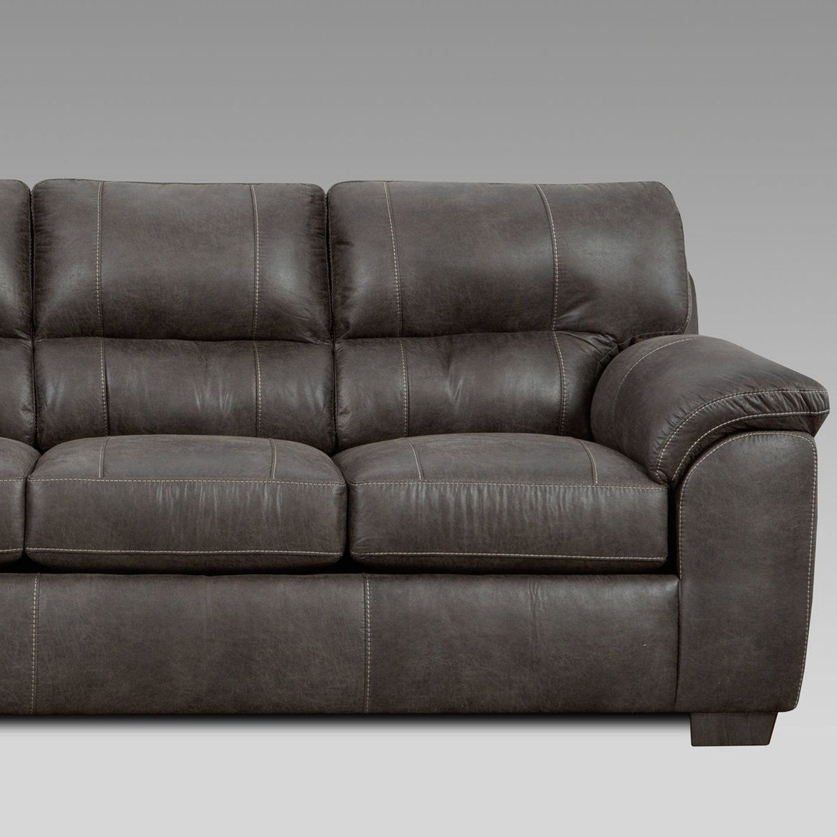 TiTirana Contemporary 2-Piece Living Room Set, Fabric Pillow-top Arm Sectional Sofa with Ottoman, Sequoia Ash