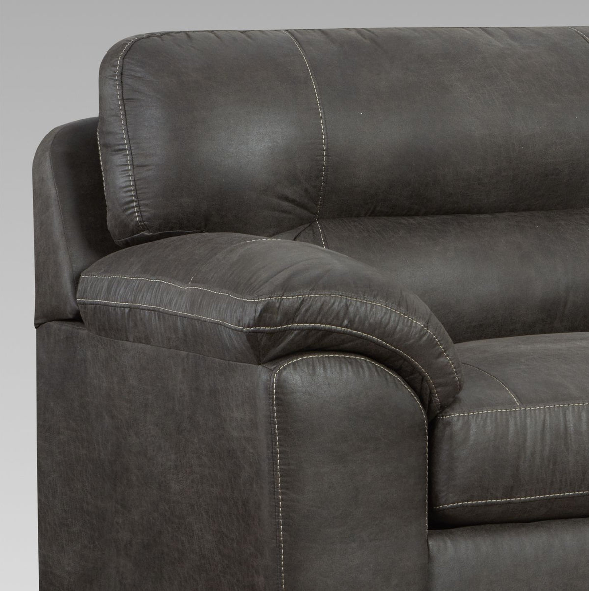 TiTirana Contemporary 2-Piece Living Room Set, Fabric Pillow-top Arm Sectional Sofa with Ottoman, Sequoia Ash