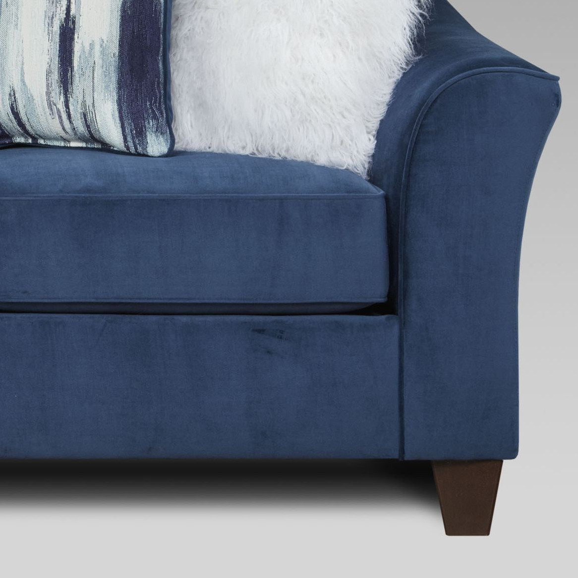 Camero Fabric Pillowback 2-Piece Living Room Set, Sofa and Loveseat, Navy Blue