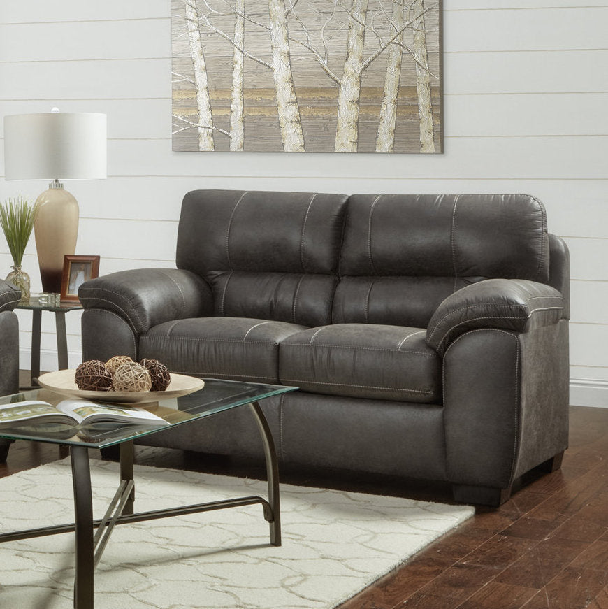 Tirana Contemporary 2-PCS Living Room Set, Fabric Pillow-top Arm Sofa and Loveseat, Sequoia Ash