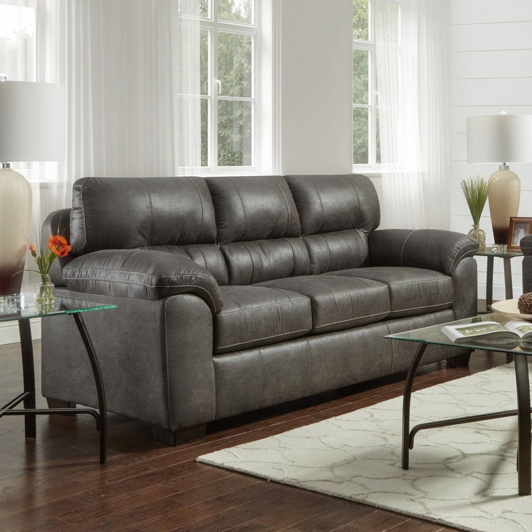 Tirana Contemporary 2-PCS Living Room Set, Fabric Pillow-top Arm Sofa and Loveseat, Sequoia Ash