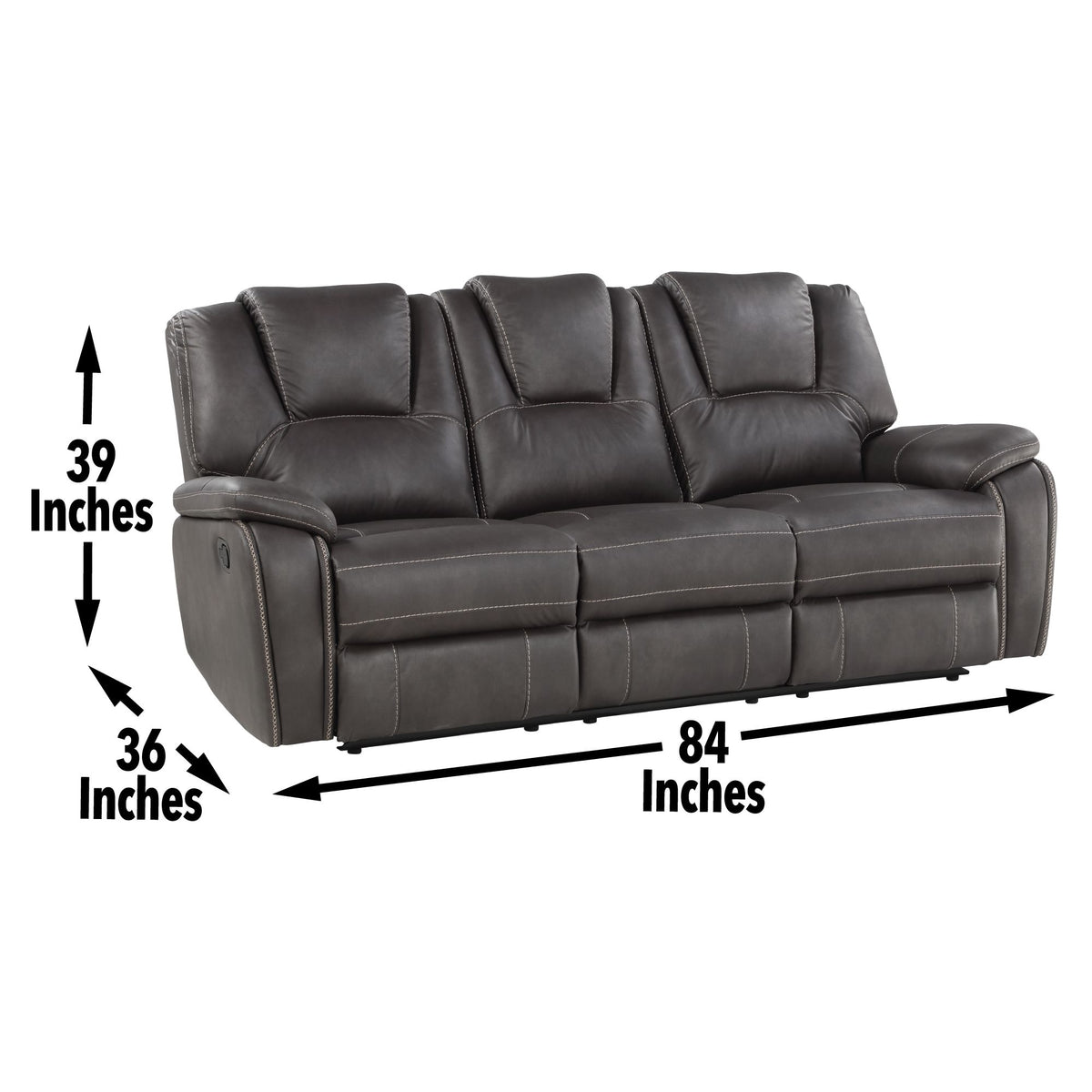 Katrine - PU Manual Sofa- - Charcoal
