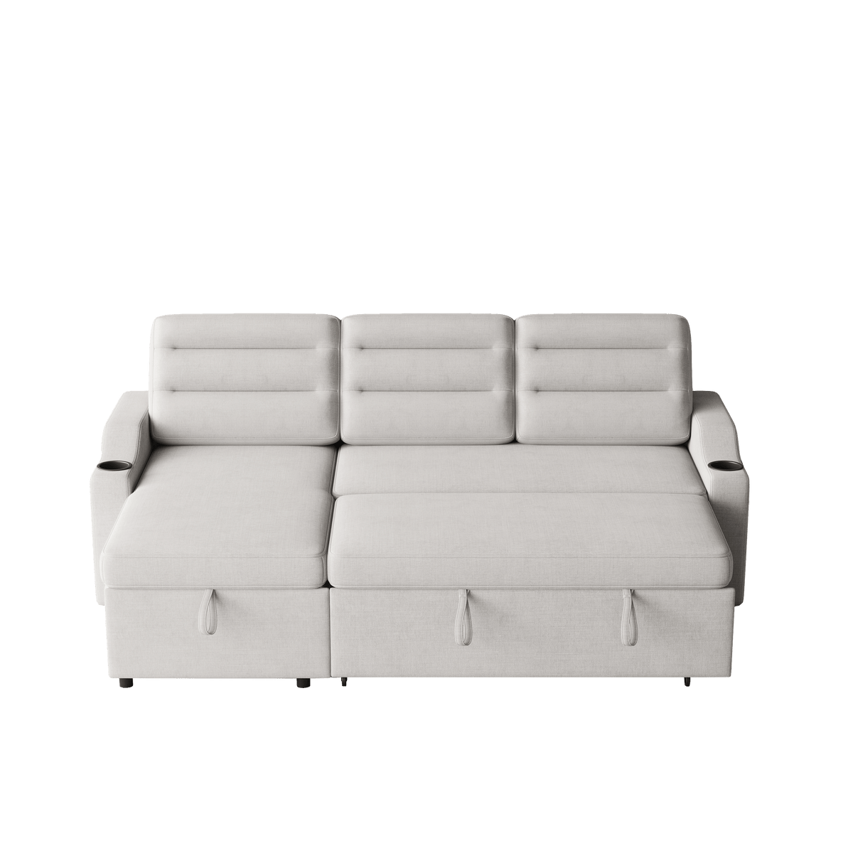 MH83.5" Convertible Sleeper Combo Sofa, Convertible Sofa Bed Polyester Pullout Bed with Storage Recliner and Cup Holder for Living Room, Tight Spaces