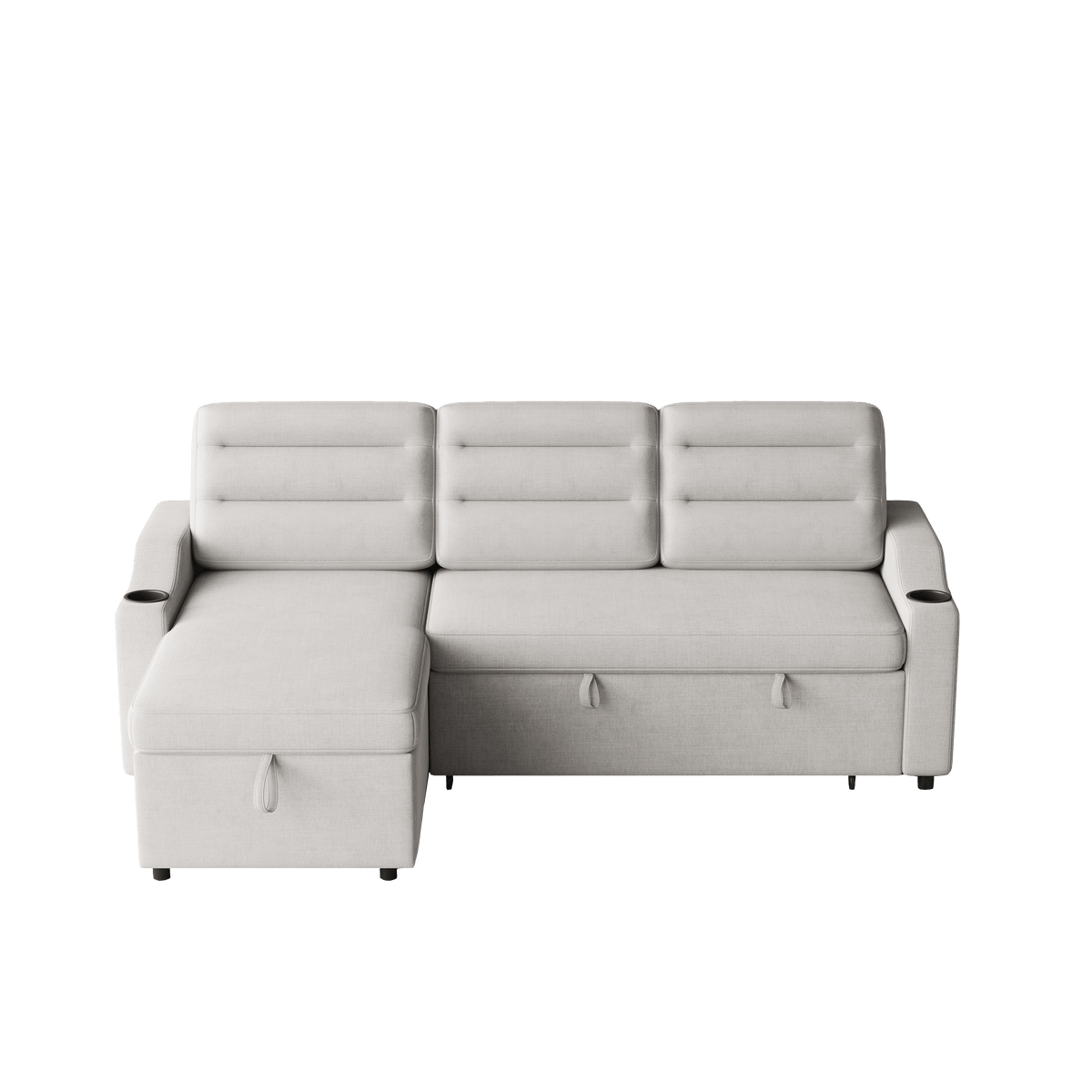MH83.5" Convertible Sleeper Combo Sofa, Convertible Sofa Bed Polyester Pullout Bed with Storage Recliner and Cup Holder for Living Room, Tight Spaces