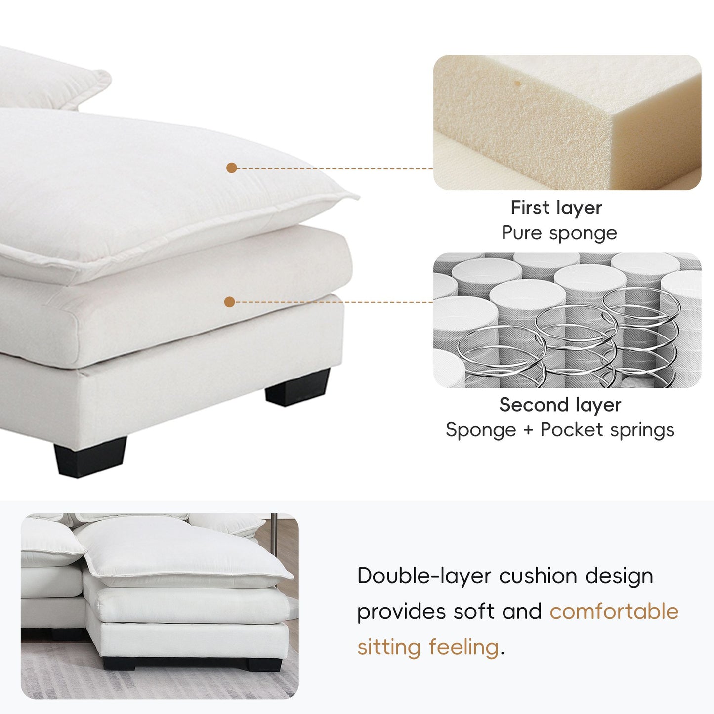 [VIDEO provided][New]109.8*55.9" Modern U-shaped Sectional Sofa with Waist Pillows,6-seat Upholstered Symmetrical Sofa Furniture,Sleeper Sofa Couch with Chaise Lounge for Living Room,Apartment,5 Color