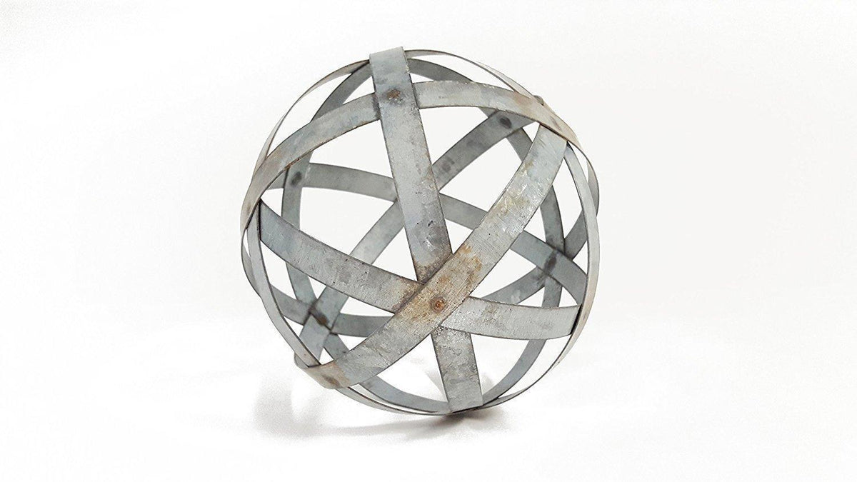 Metal Decorative Sphere for Home Decor Distressed Galvanized Bands Hand Painted Modern Decorative Balls for Living Room Bedroom Kitchen Bathroom Office Table Decorative Orbs for Сenterpiece