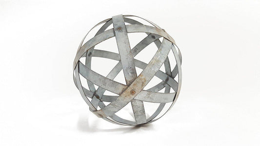Metal Decorative Sphere for Home Decor Distressed Galvanized Bands Hand Painted Modern Decorative Balls for Living Room Bedroom Kitchen Bathroom Office Table Decorative Orbs for Сenterpiece