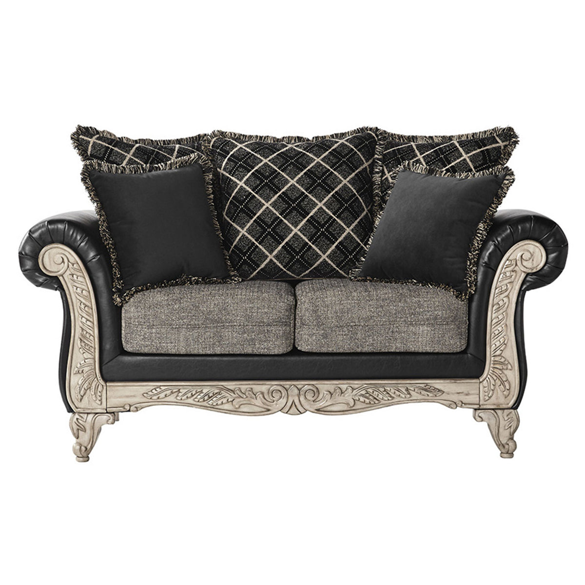 San Marino 2-Tone Fabric Wooden Frame Sofa and Loveseat Set