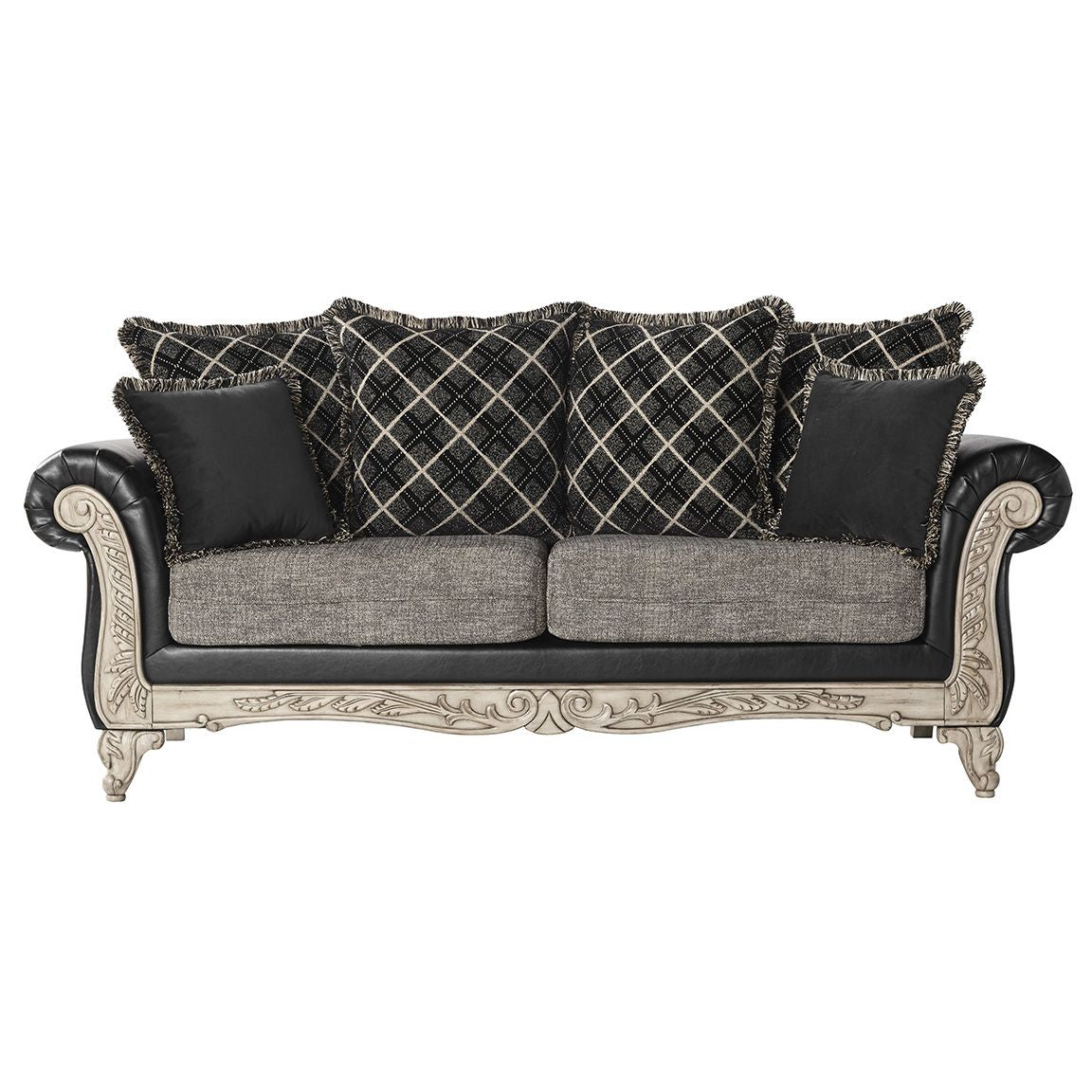 San Marino 2-Tone Fabric Wooden Frame Sofa and Loveseat Set
