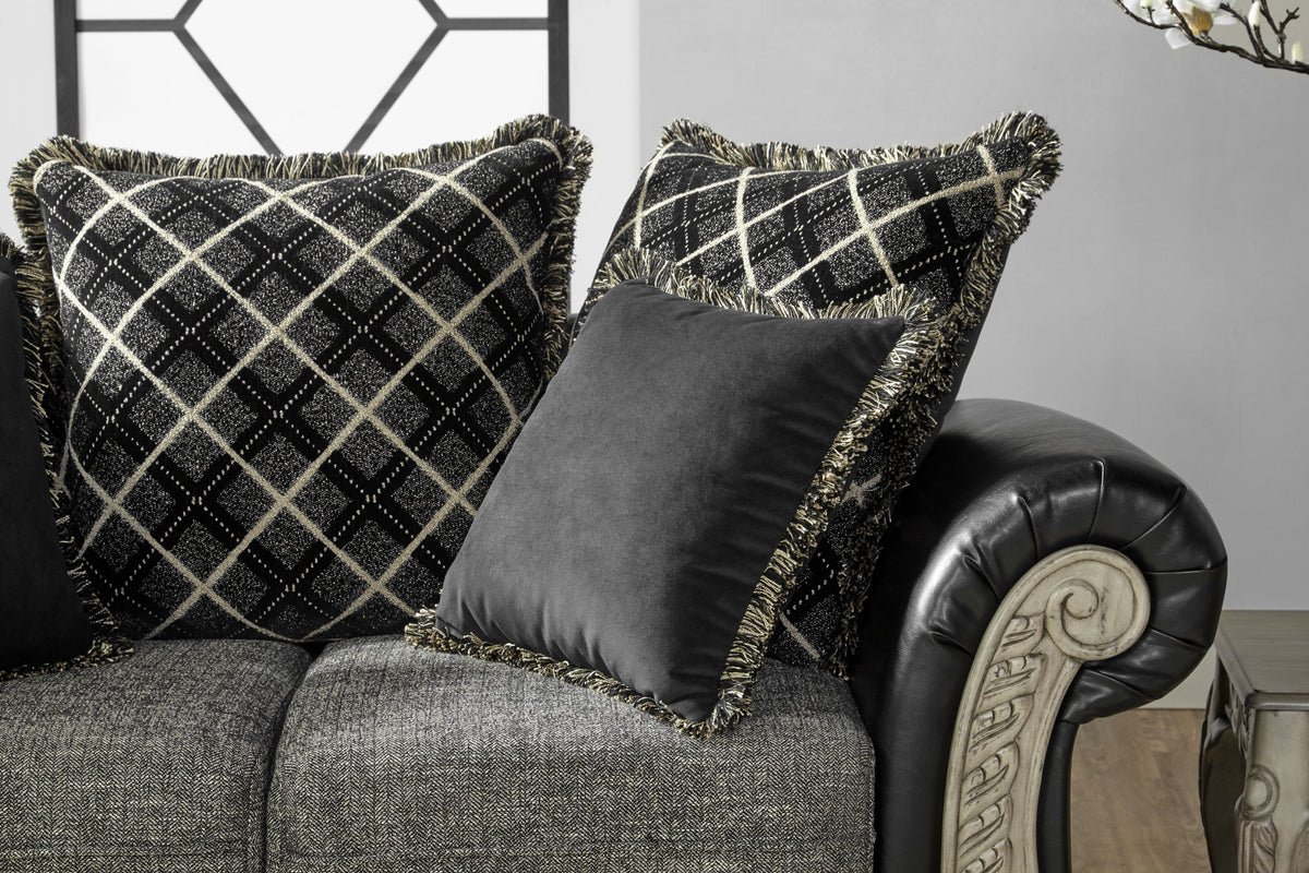 San Marino 2-Tone Fabric Wooden Frame Sofa and Loveseat Set