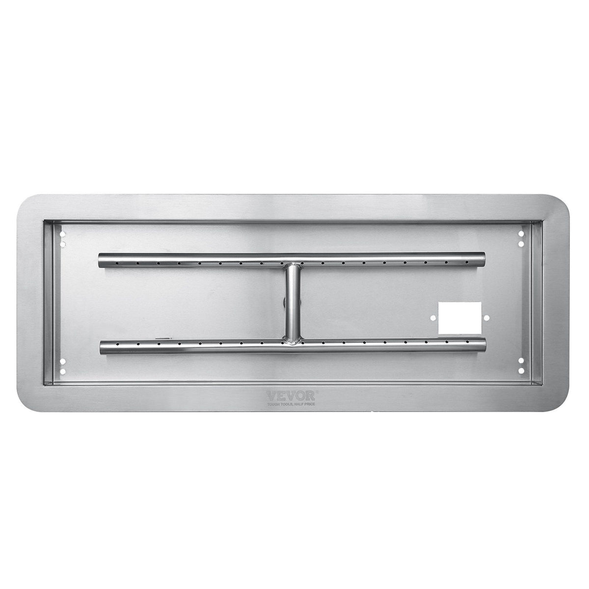 VEVOR 30 x 10 inch Drop-in Fire Pit Pan, Rectangular Stainless Steel Fire Pit Burner Kit, Natural & Propane Gas Fire Pan 125,000 BTU with H-Burner for Indoor or Outdoor Use
