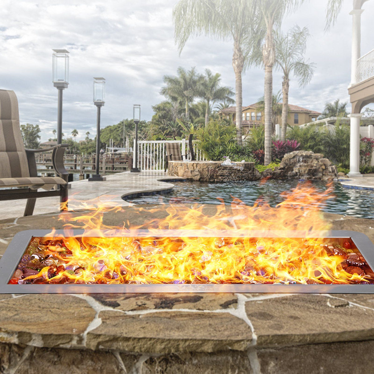 VEVOR 30 x 10 inch Drop-in Fire Pit Pan, Rectangular Stainless Steel Fire Pit Burner Kit, Natural & Propane Gas Fire Pan 125,000 BTU with H-Burner for Indoor or Outdoor Use