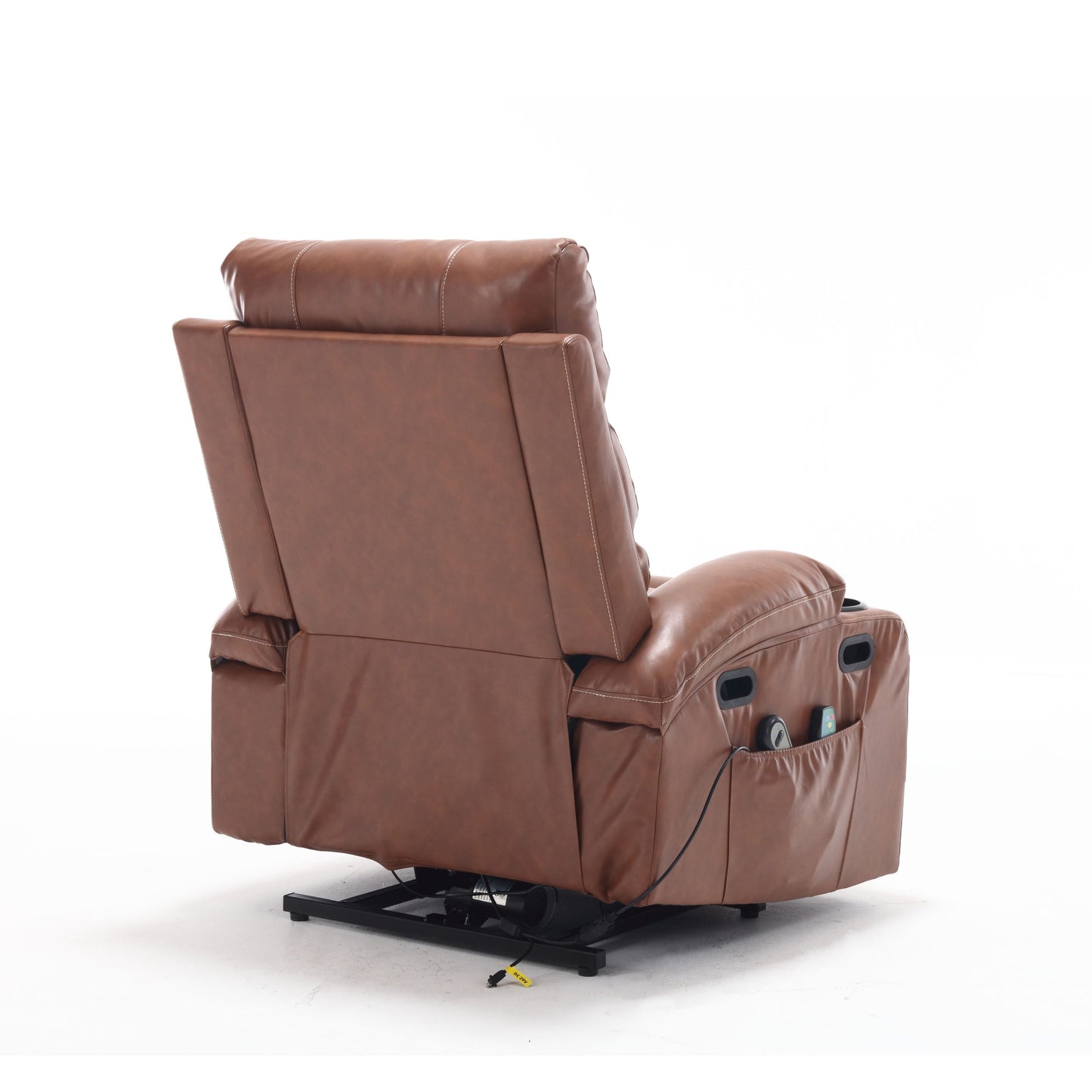21"seat width,large size Electric Power Lift Recliner Chair Sofa for Elderly, 8 point vibration Massage and lumber heat, Remote Control, Side Pockets and Cup Holders, cozy fabric, overstuffed arm pvc