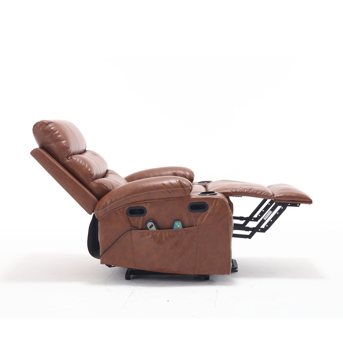 21"seat width,large size Electric Power Lift Recliner Chair Sofa for Elderly, 8 point vibration Massage and lumber heat, Remote Control, Side Pockets and Cup Holders, cozy fabric, overstuffed arm pvc