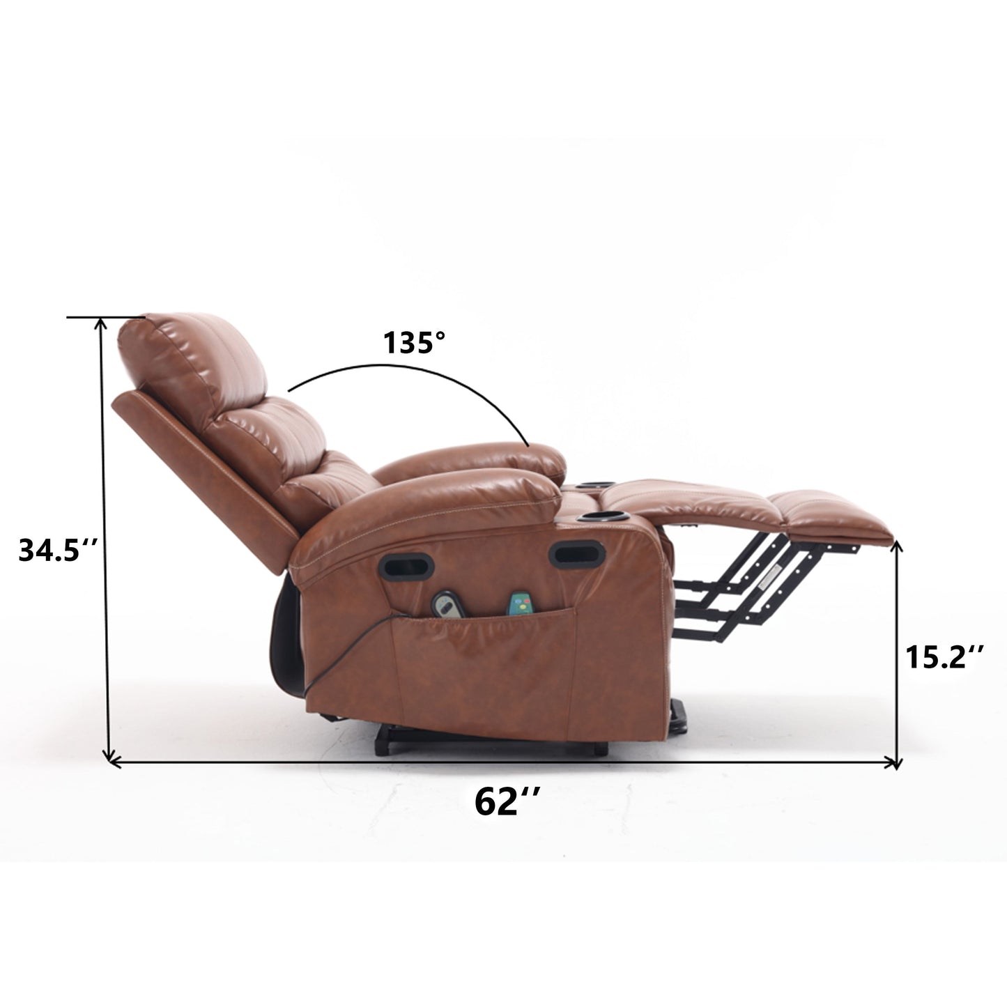 21"seat width,large size Electric Power Lift Recliner Chair Sofa for Elderly, 8 point vibration Massage and lumber heat, Remote Control, Side Pockets and Cup Holders, cozy fabric, overstuffed arm pvc
