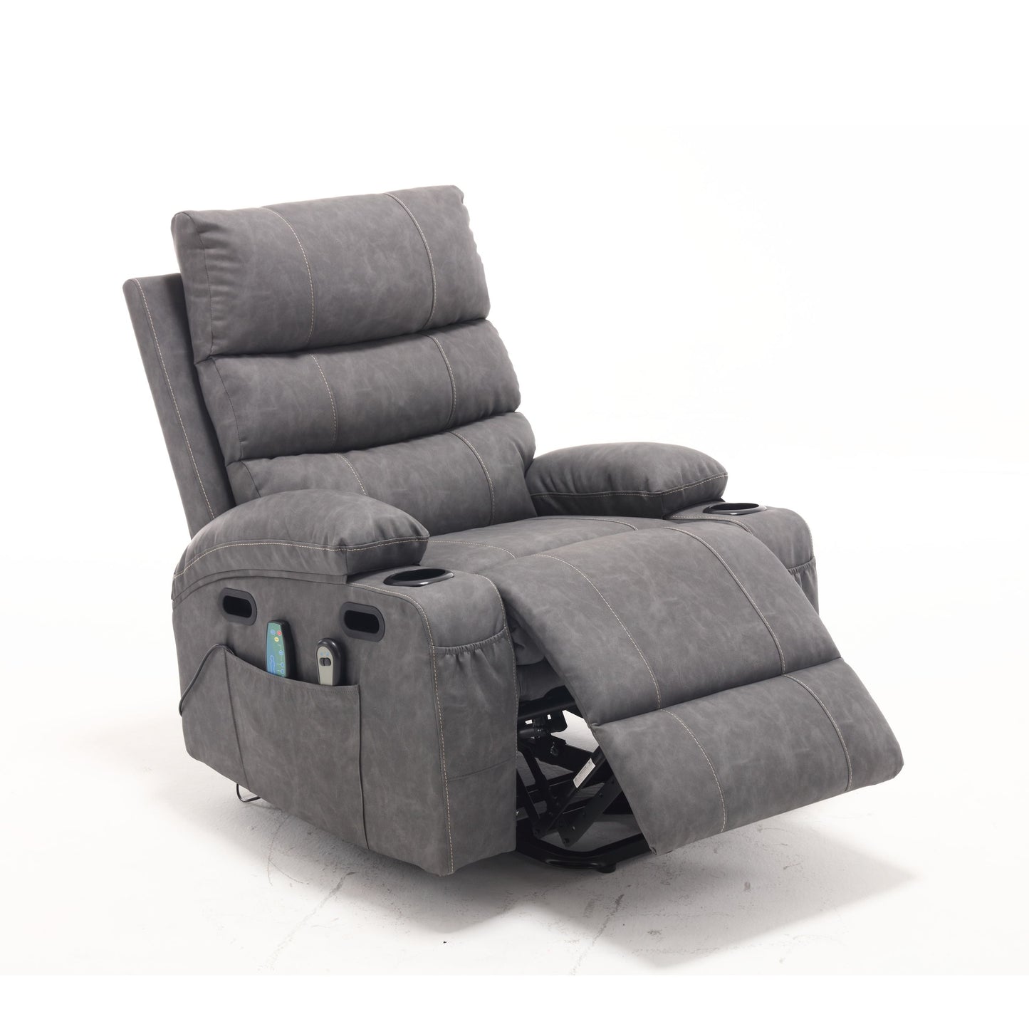 21"seat width,large size Electric Power Lift Recliner Chair Sofa for Elderly, 8 point vibration Massage and lumber heat, Remote Control, Side Pockets and Cup Holders, cozy fabric, overstuffed arm pvc