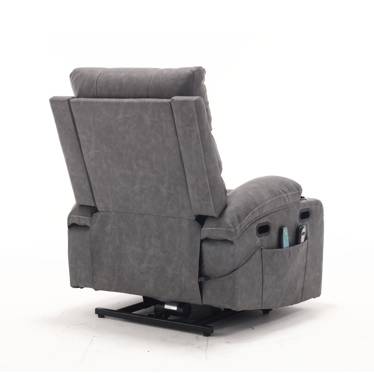 21"seat width,large size Electric Power Lift Recliner Chair Sofa for Elderly, 8 point vibration Massage and lumber heat, Remote Control, Side Pockets and Cup Holders, cozy fabric, overstuffed arm pvc