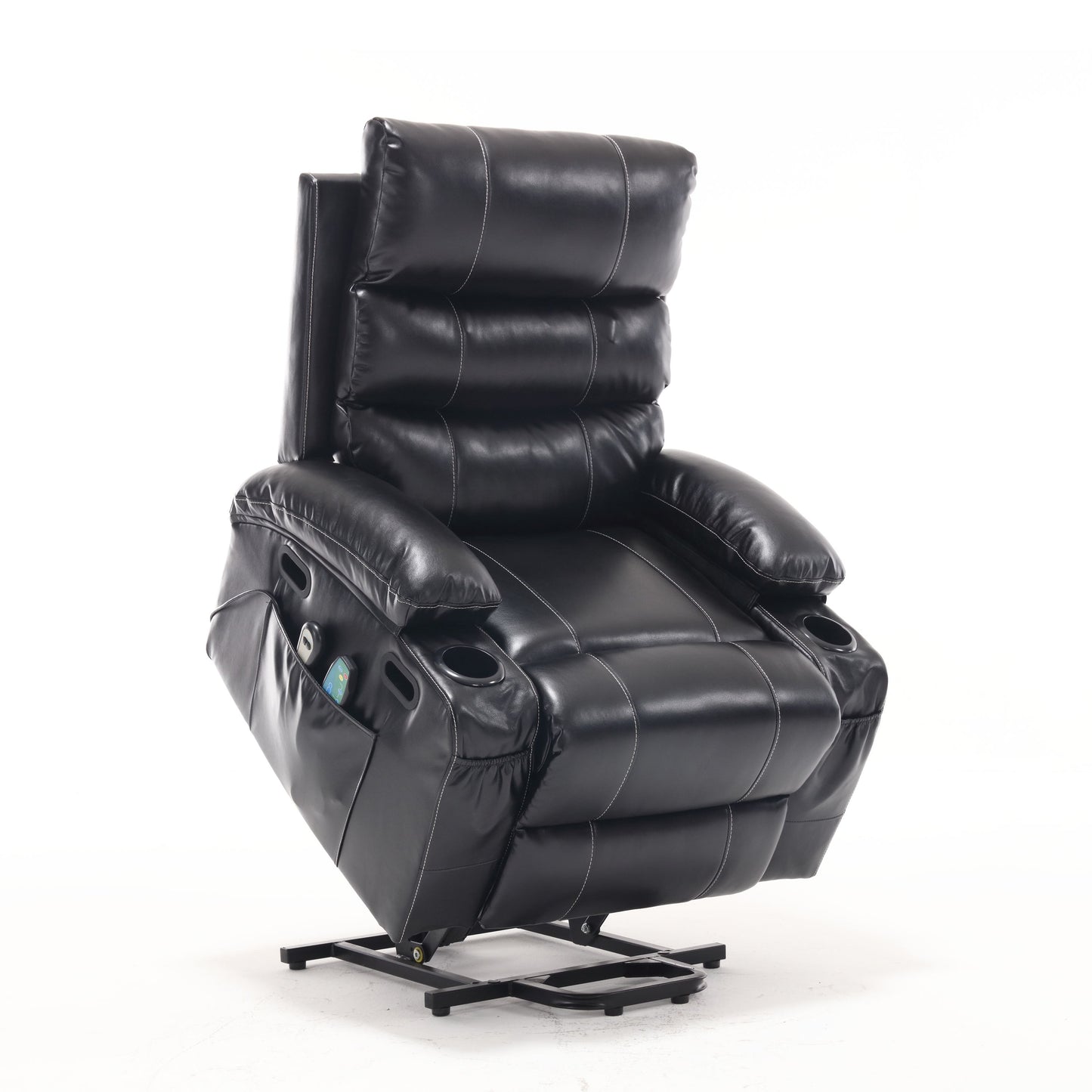 21"seat width,large size Electric Power Lift Recliner Chair Sofa for Elderly, 8 point vibration Massage and lumber heat, Remote Control, Side Pockets and Cup Holders, cozy fabric, overstuffed arm pvc