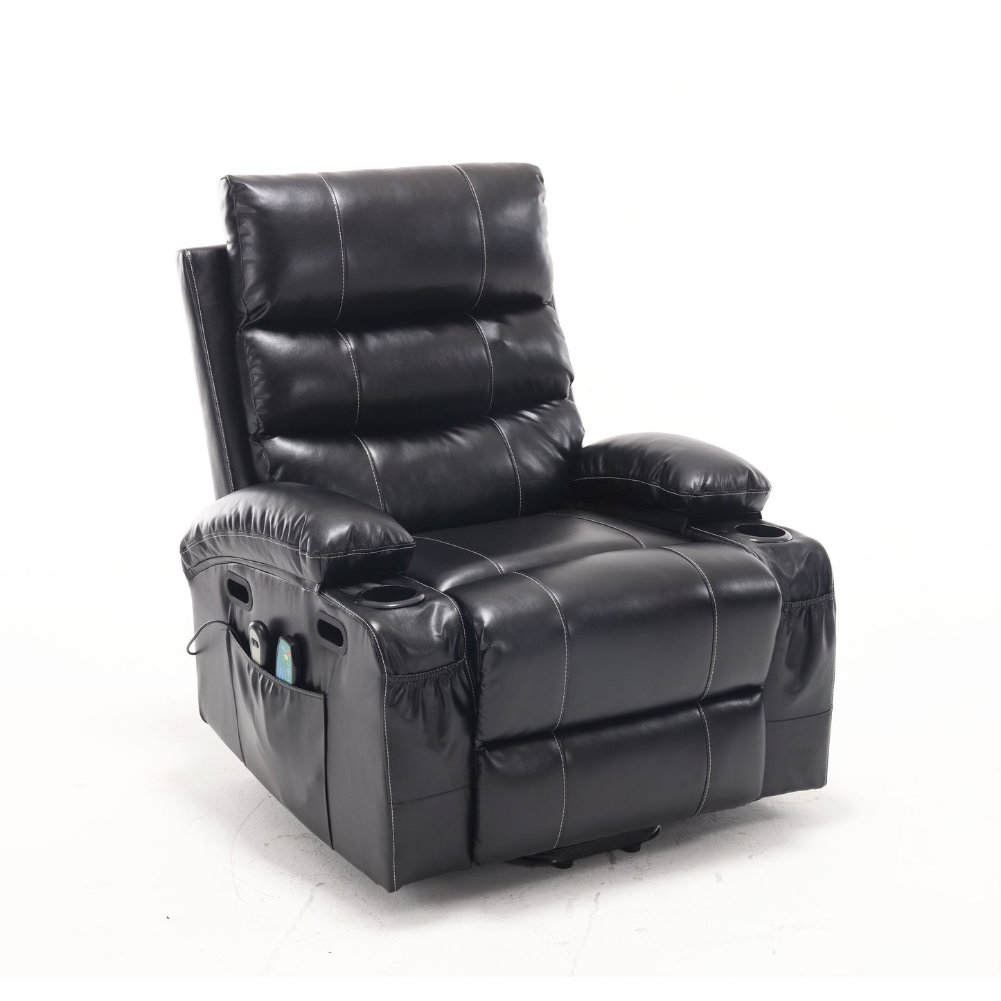 21"seat width,large size Electric Power Lift Recliner Chair Sofa for Elderly, 8 point vibration Massage and lumber heat, Remote Control, Side Pockets and Cup Holders, cozy fabric, overstuffed arm pvc