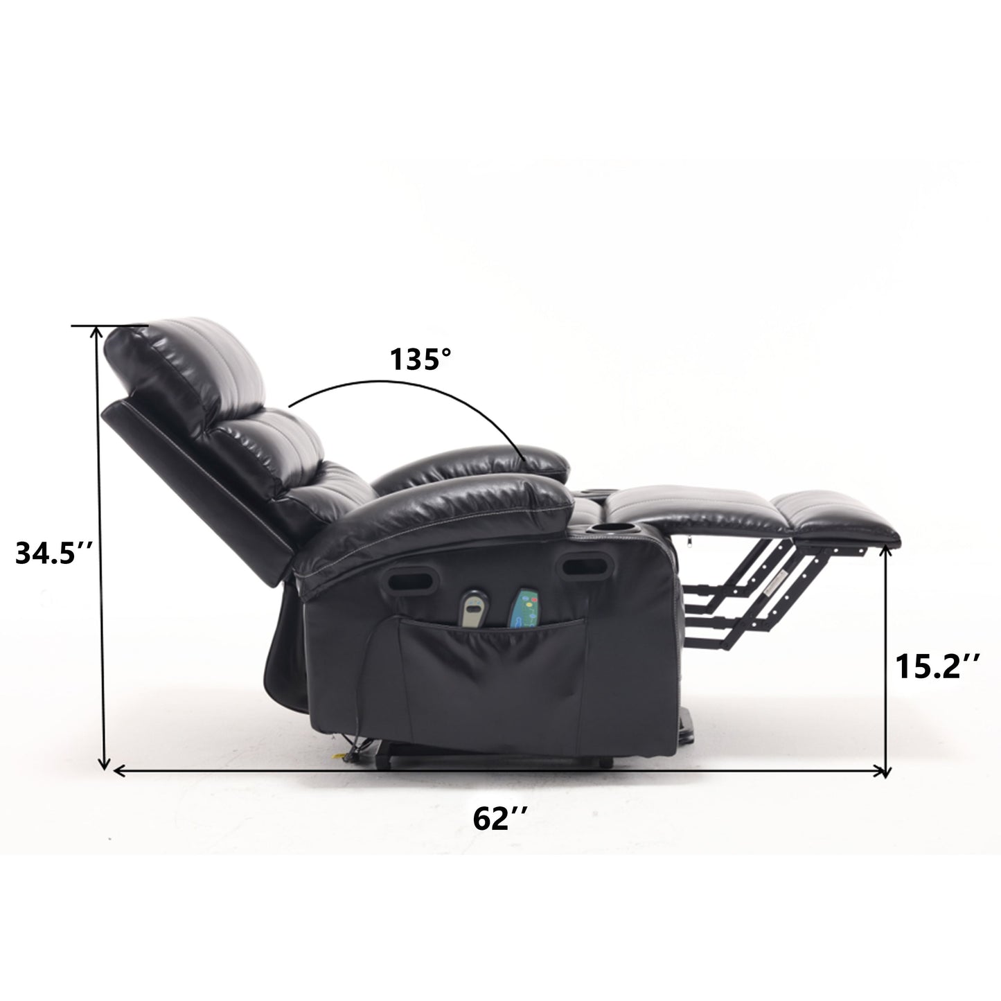 21"seat width,large size Electric Power Lift Recliner Chair Sofa for Elderly, 8 point vibration Massage and lumber heat, Remote Control, Side Pockets and Cup Holders, cozy fabric, overstuffed arm pvc