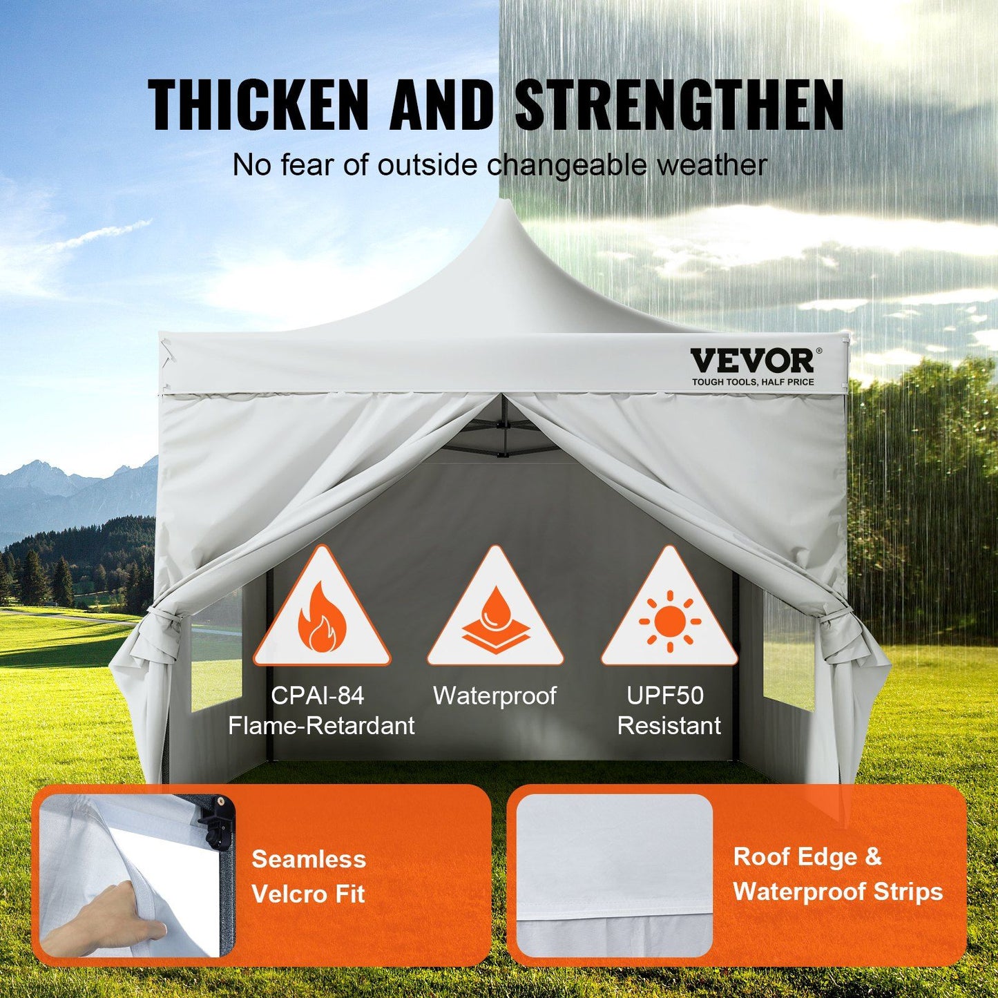 VEVOR 10x10 FT Pop up Canopy with Removable Sidewalls, Instant Canopies Portable Gazebo & Wheeled Bag, UV Resistant Waterproof, Enclosed Canopy Tent for Outdoor Events, Patio, Backyard, Party, Camping