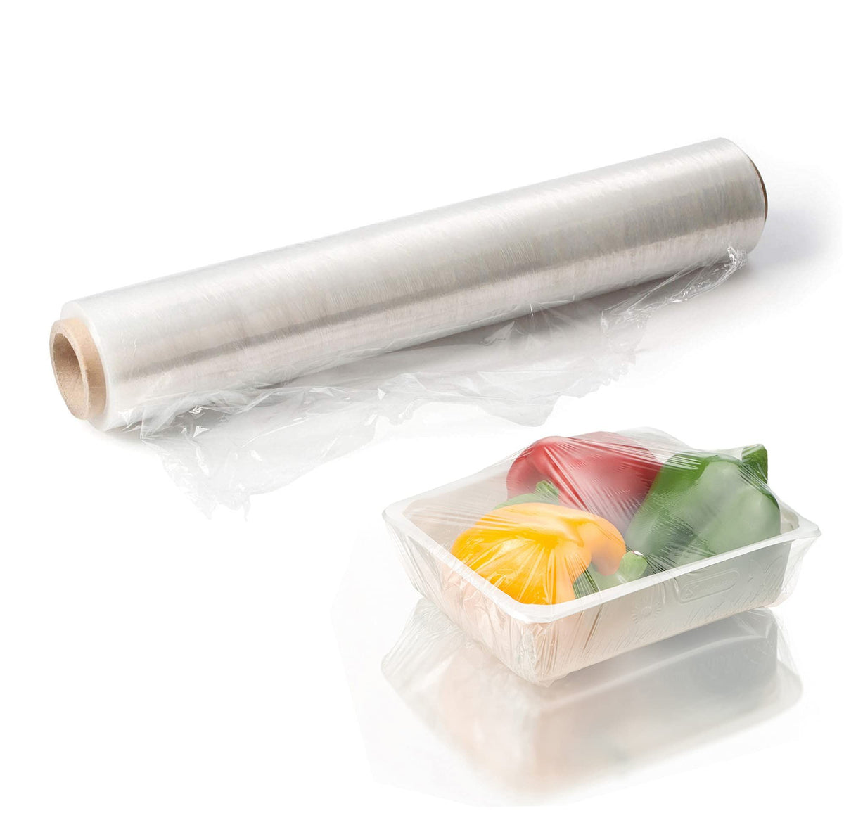 6 Rolls of Food Service Film 18" x 2000' with Cutter Box. PVC Food Wrap Film. Food Service Grade Film for Bakery, Deli, Restaurant, Kitchen. Commercial Grade Film Wrap. Cutter Dispenser.