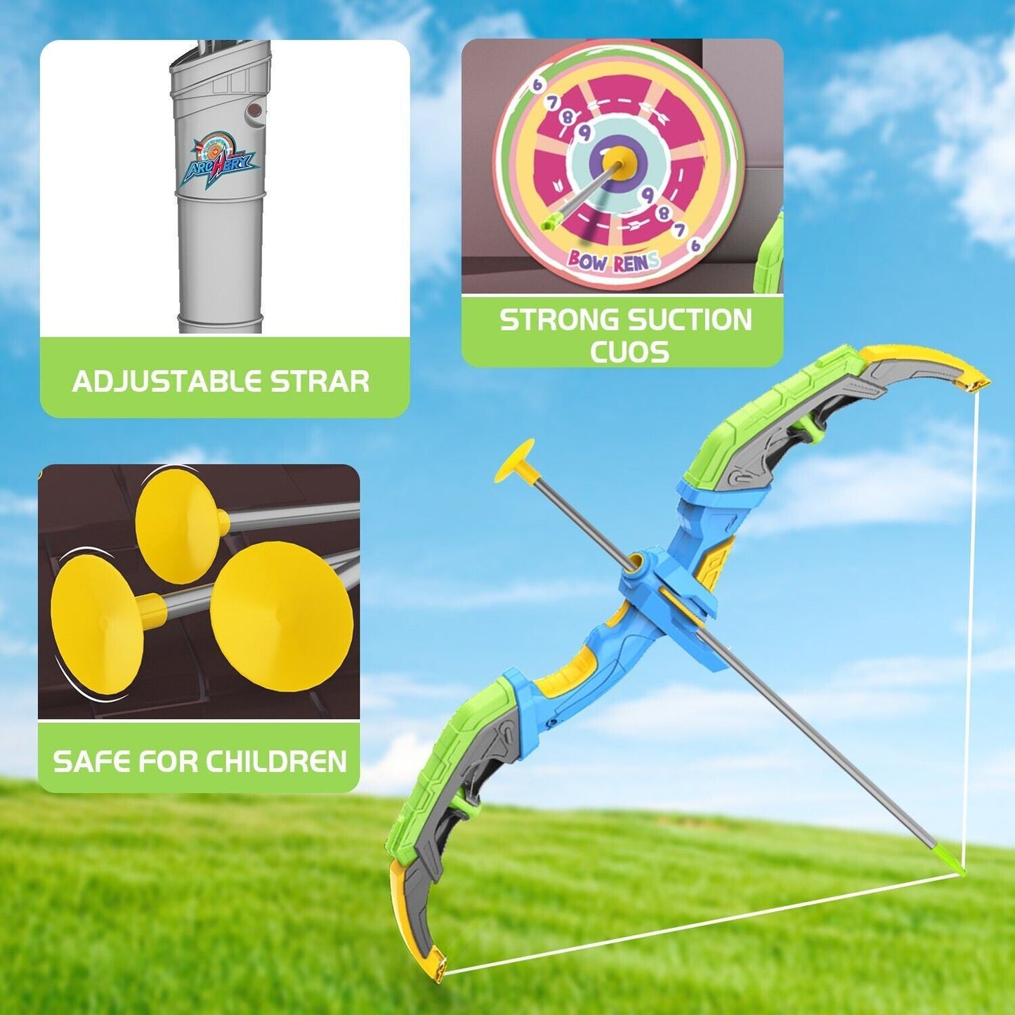 Bow and Arrow Set for Kids, Toyokar Archery Set Toy with Light-up LEDs, 10 suction bows and arrows, indoor and outdoor sports toys.Boys Kids Gifts Toys