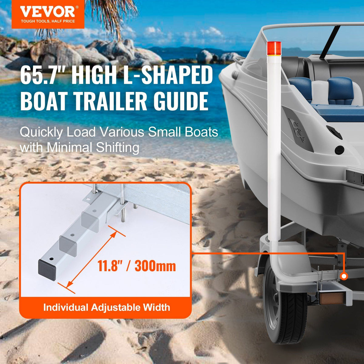 VEVOR Marine Trailer Guide Set, 62'' with LED Illumination, Pair of Steel Anti-Rust Guide Poles, Equipped with PVC Sleeves, Ideal for Ski, Fishing, or Sailboat Trailers 2024