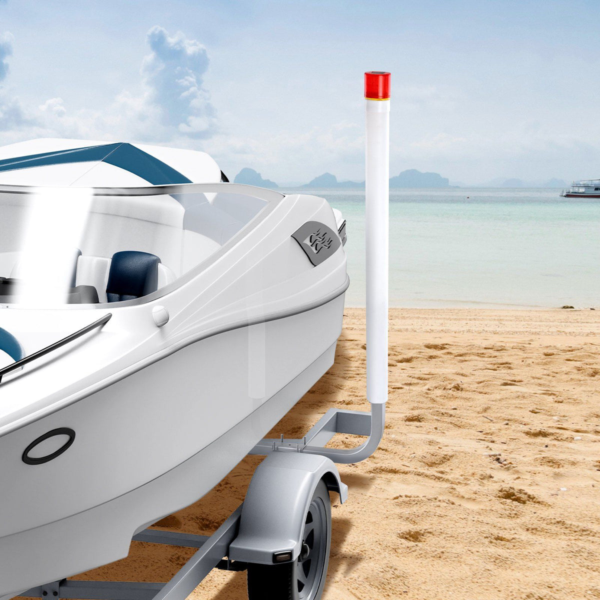 VEVOR Marine Trailer Guide Set, 62'' with LED Illumination, Pair of Steel Anti-Rust Guide Poles, Equipped with PVC Sleeves, Ideal for Ski, Fishing, or Sailboat Trailers 2024